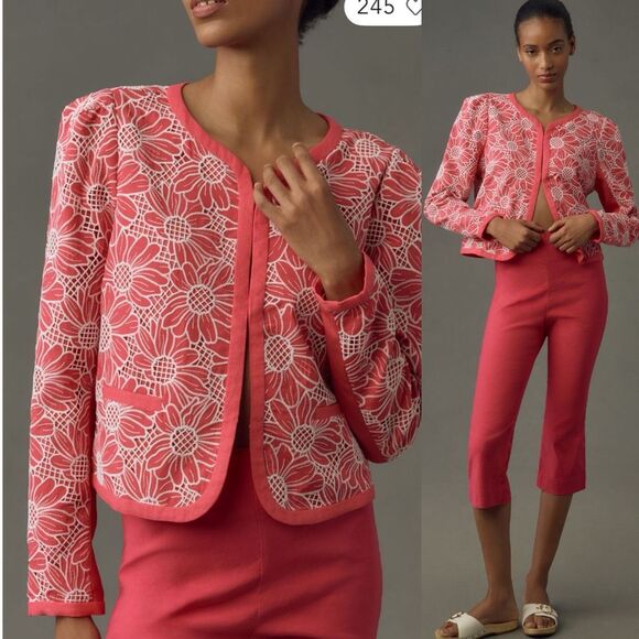 Dolan Left Coast Linen Floral Jacket in Pink | NWT New | Anthropologie | Large - Picture 4 of 13